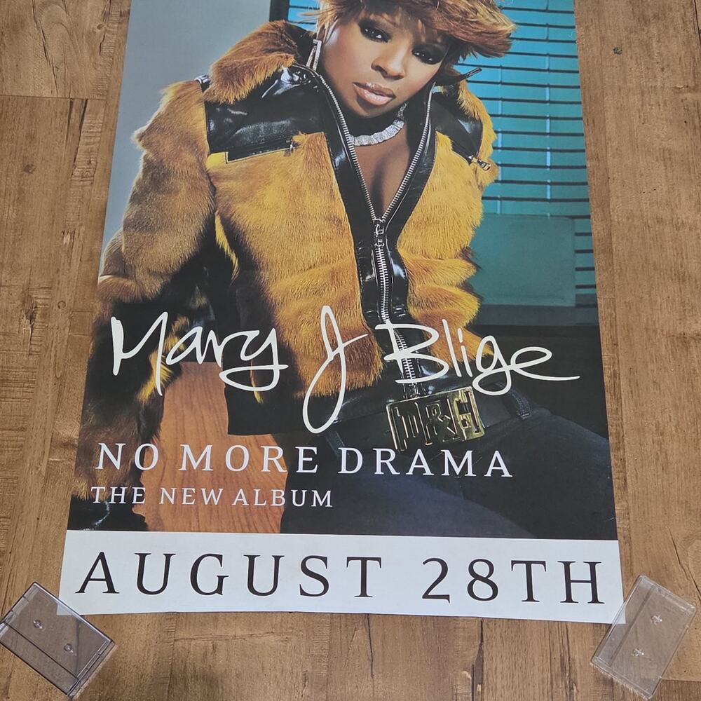 Vtg Y2k Mary J Blige No More Drama Album Promo Poster